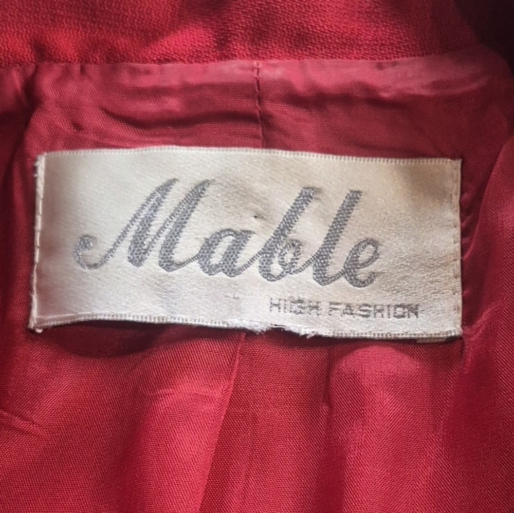 Vintage Mable High Fashion 100% Wool Contrast Stitch Blazer • Tailored Statement - Picture 9 of 12